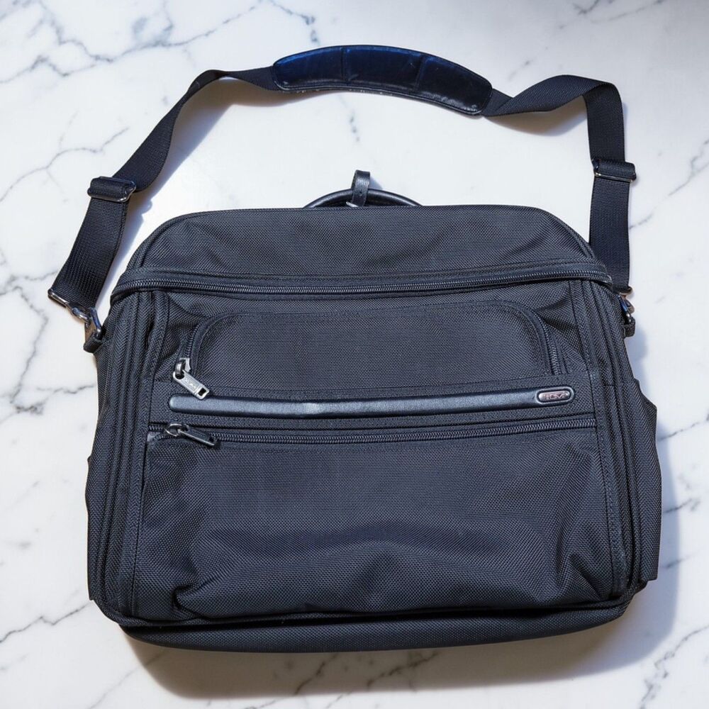 Tumi Black Nylon Expandable Portfolio Alpha Laptop Bag